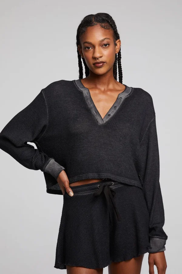 Cheap Casey Licorice Henley Women Loungewear | Tops