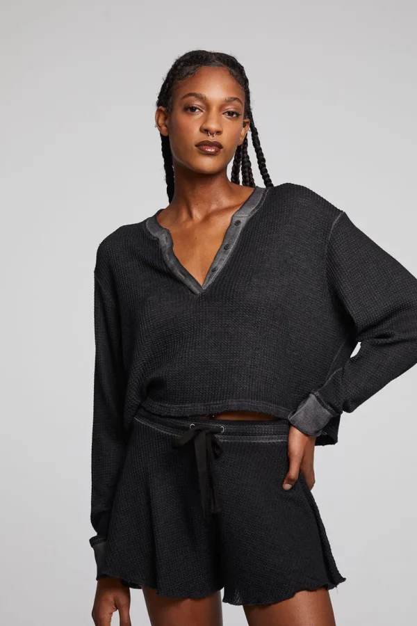 Cheap Casey Licorice Henley Women Loungewear | Tops
