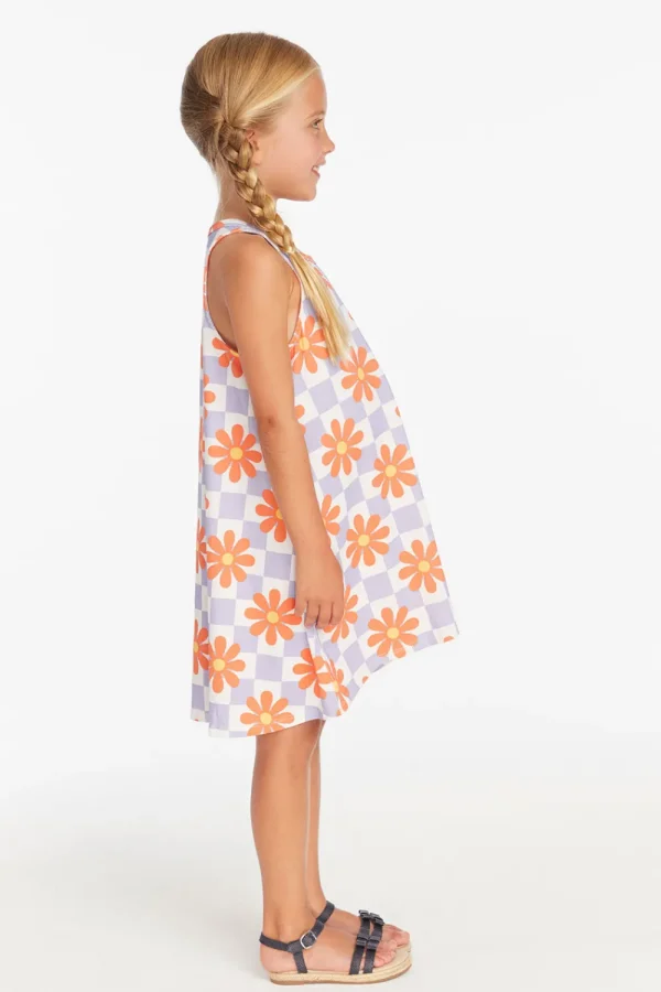 Flash Sale Checkered Floral Girls Tank Dress Kids Girls