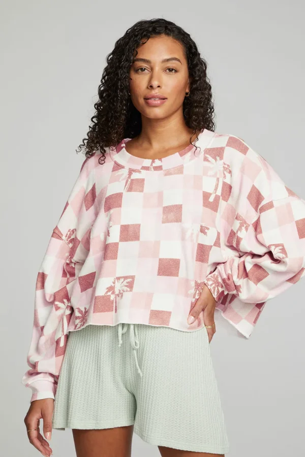 Flash Sale Checkered Palms Print Pullover Women Outerwear | Loungewear