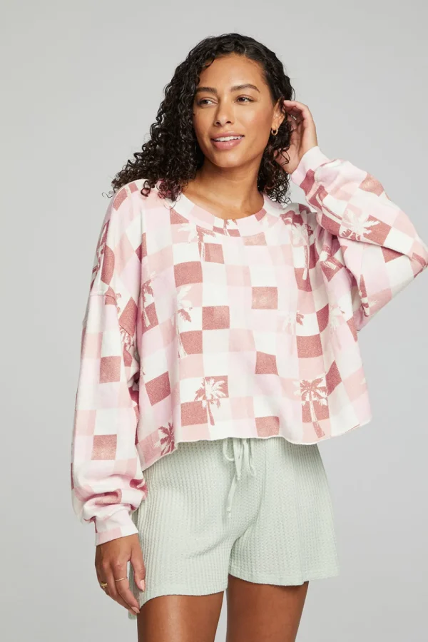 Flash Sale Checkered Palms Print Pullover Women Outerwear | Loungewear