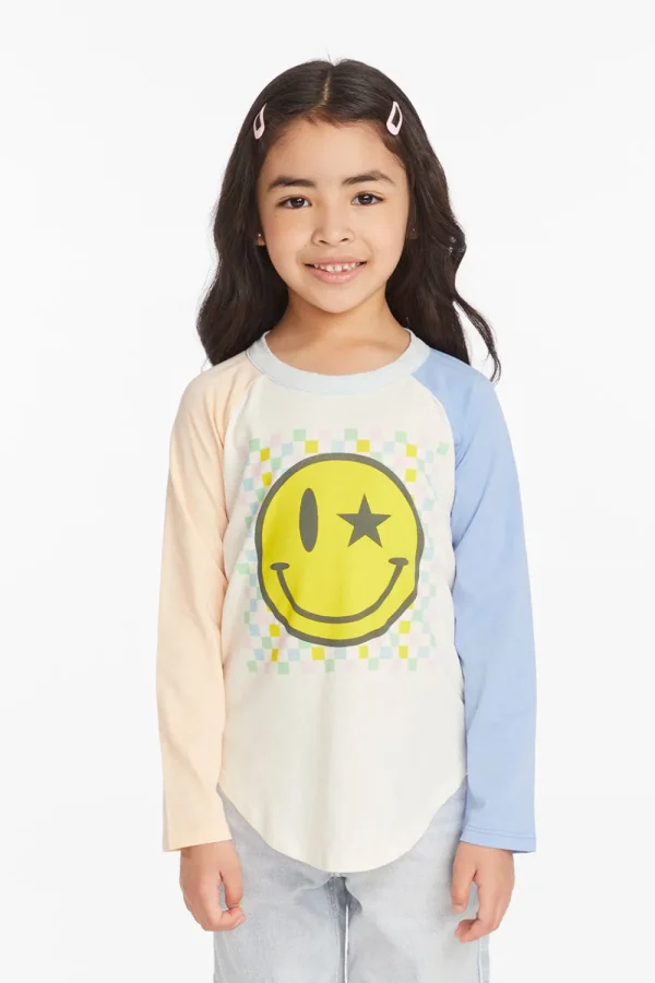 Discount Checkered Smiley Girls Long Sleeve Kids Girls