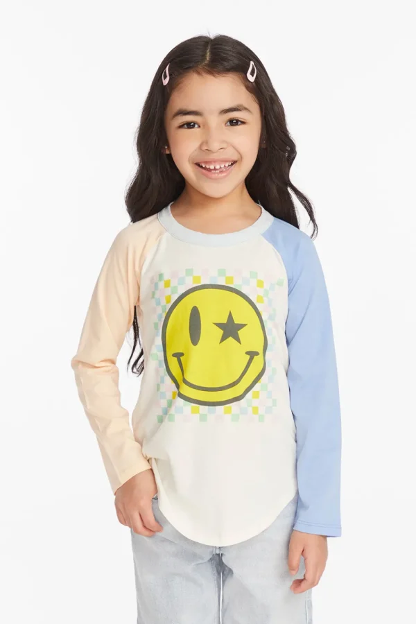 Discount Checkered Smiley Girls Long Sleeve Kids Girls