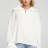 Fashion Chenille Cotton Sweater Knit Half Zip Pullover Women Outerwear | Loungewear