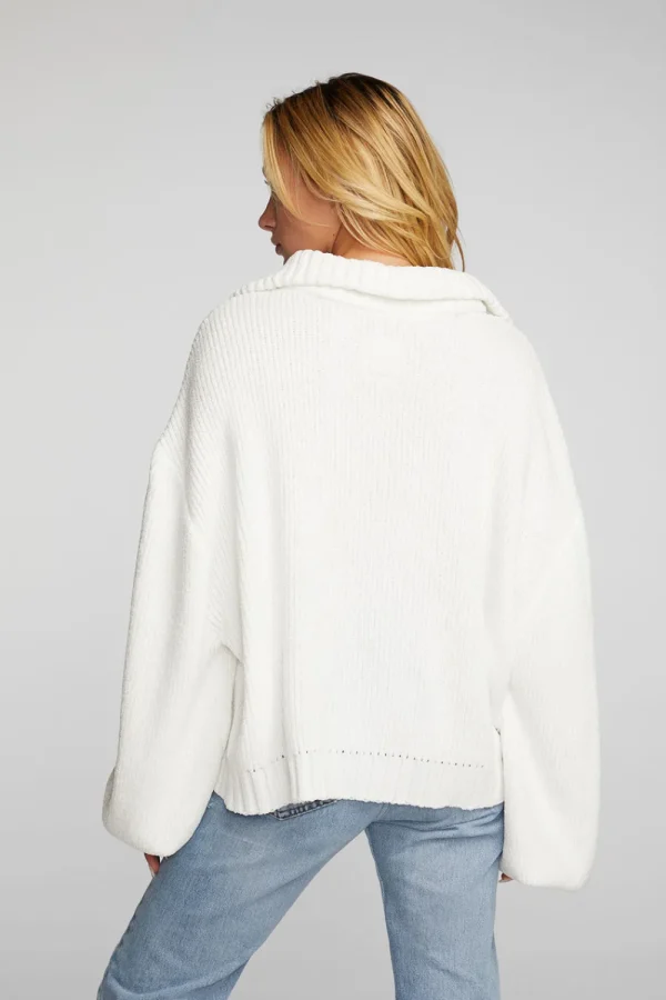 Fashion Chenille Cotton Sweater Knit Half Zip Pullover Women Outerwear | Loungewear