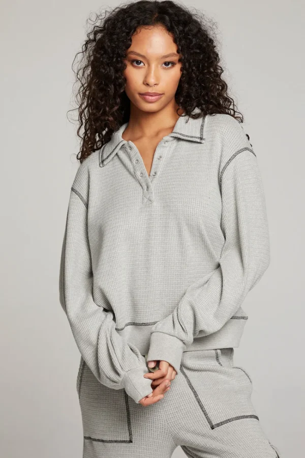 Cheap Church Heather Grey Long Sleeve Women Loungewear | Tops