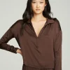 Fashion Collared Half Placket Dolman Women Tops