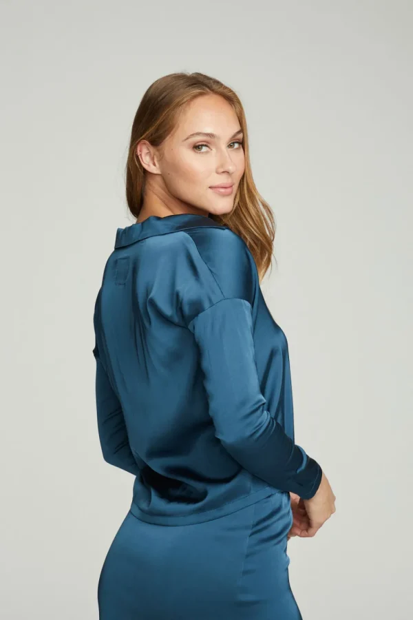 Online Collared Half Placket Dolman Women Tops