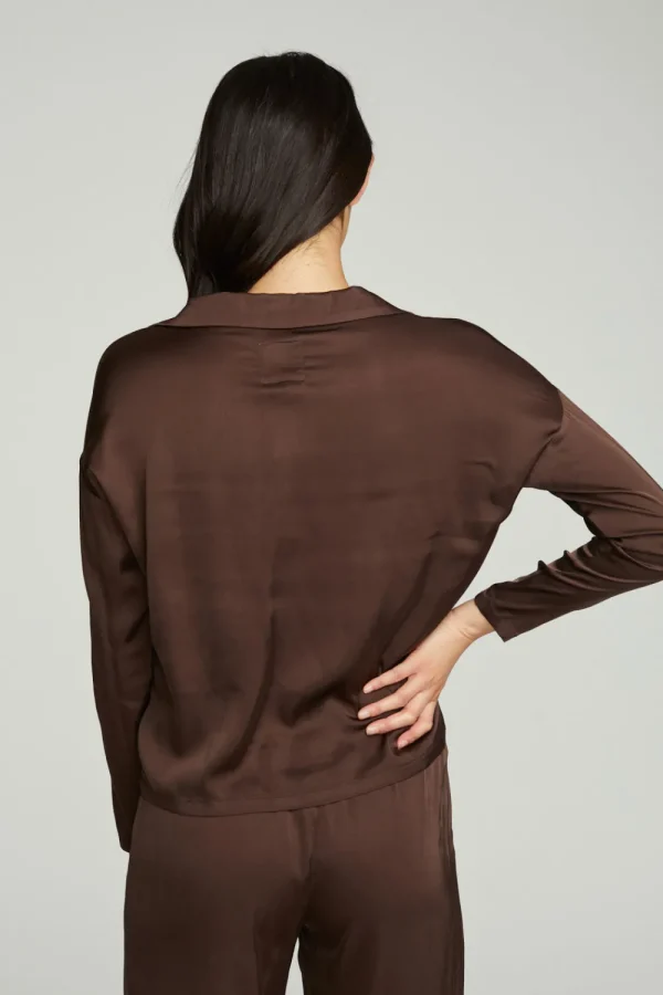 Fashion Collared Half Placket Dolman Women Tops