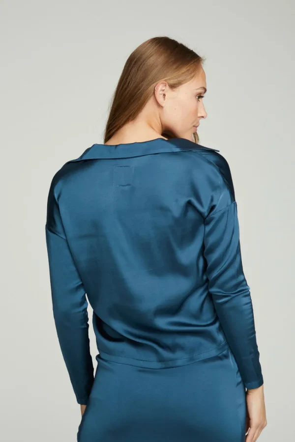 Online Collared Half Placket Dolman Women Tops