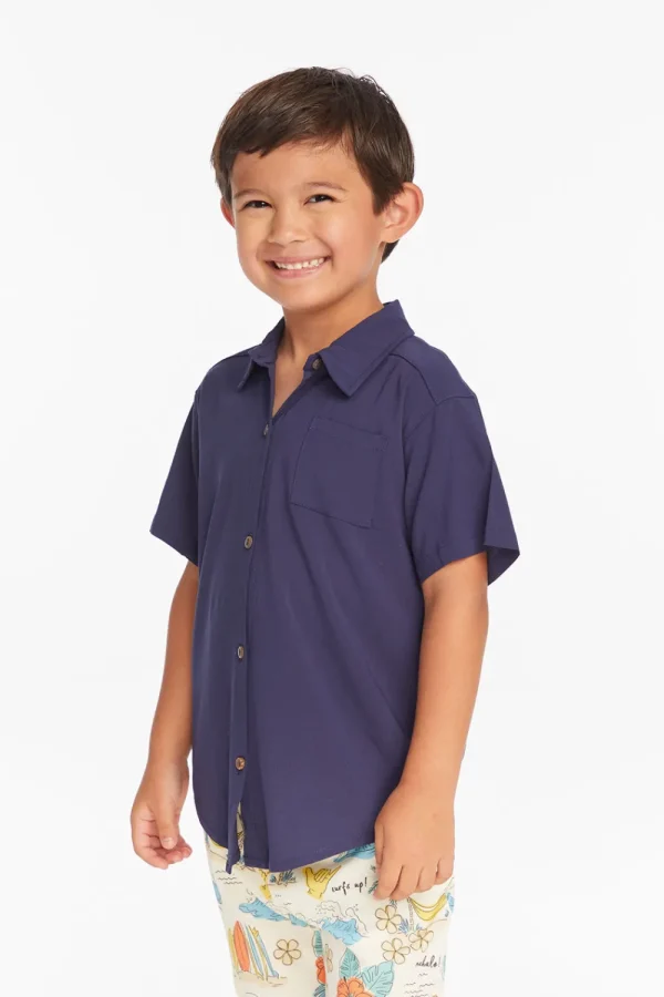 Shop Collared Sapphire Blue Button Down Boys Shirt Kids/BOY Boys