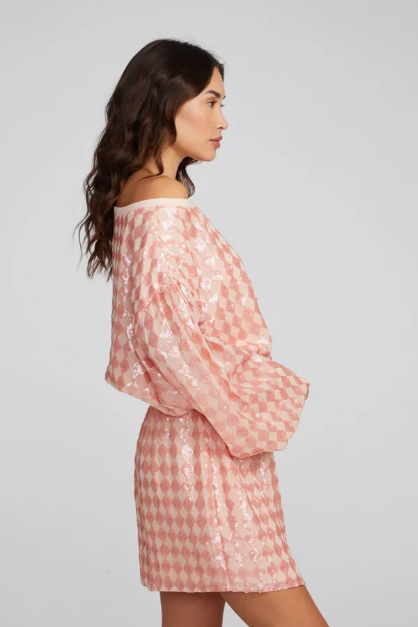 Clearance Cooper Long Sleeve Mini Dress Embellished Check Women Loungewear | Dresses