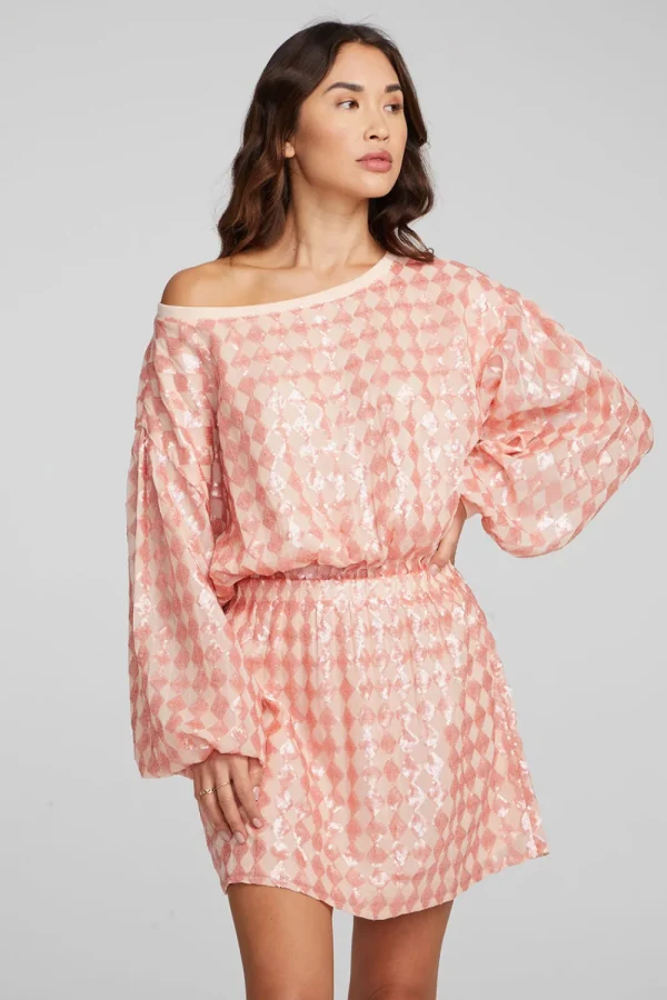 Clearance Cooper Long Sleeve Mini Dress Embellished Check Women Loungewear | Dresses