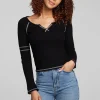 Cheap Cooper Shadow Black Long Sleeve Women Loungewear | Tops
