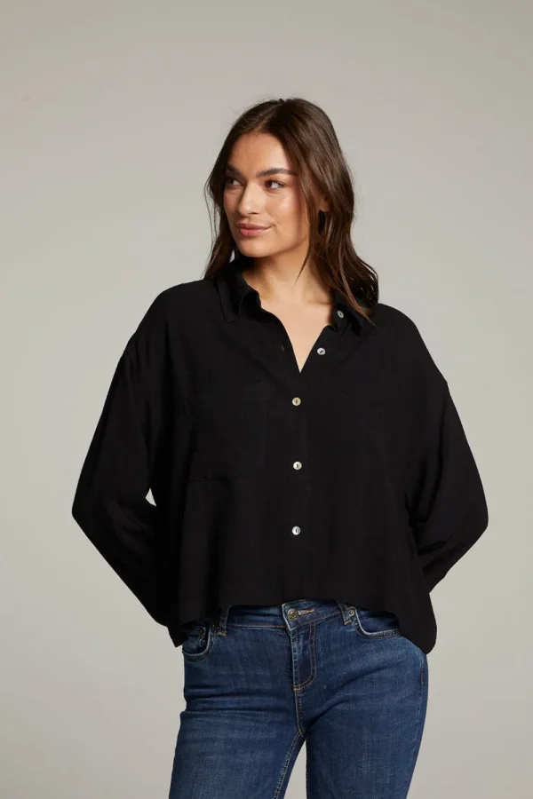Discount Coral True Black Button Up Top Women Loungewear | Tops