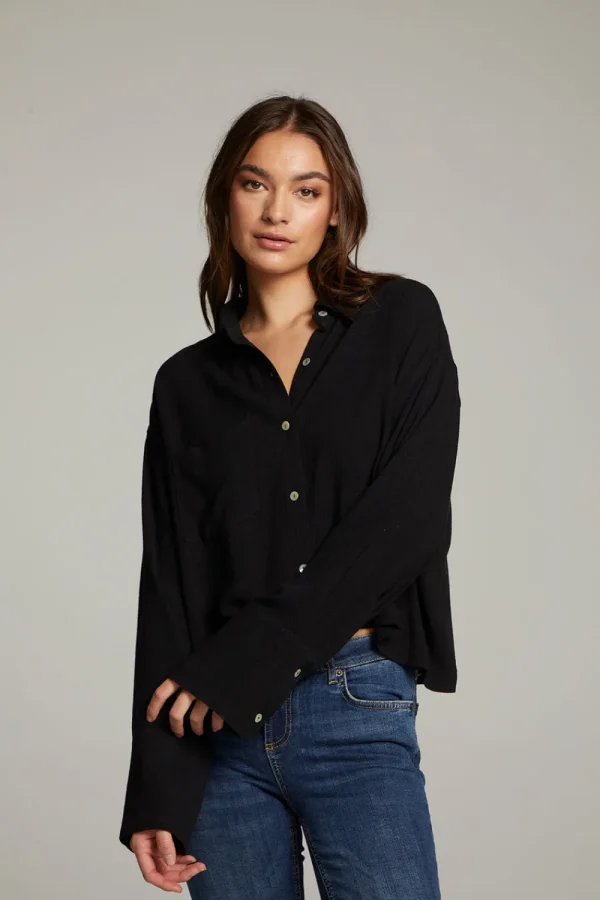 Discount Coral True Black Button Up Top Women Loungewear | Tops