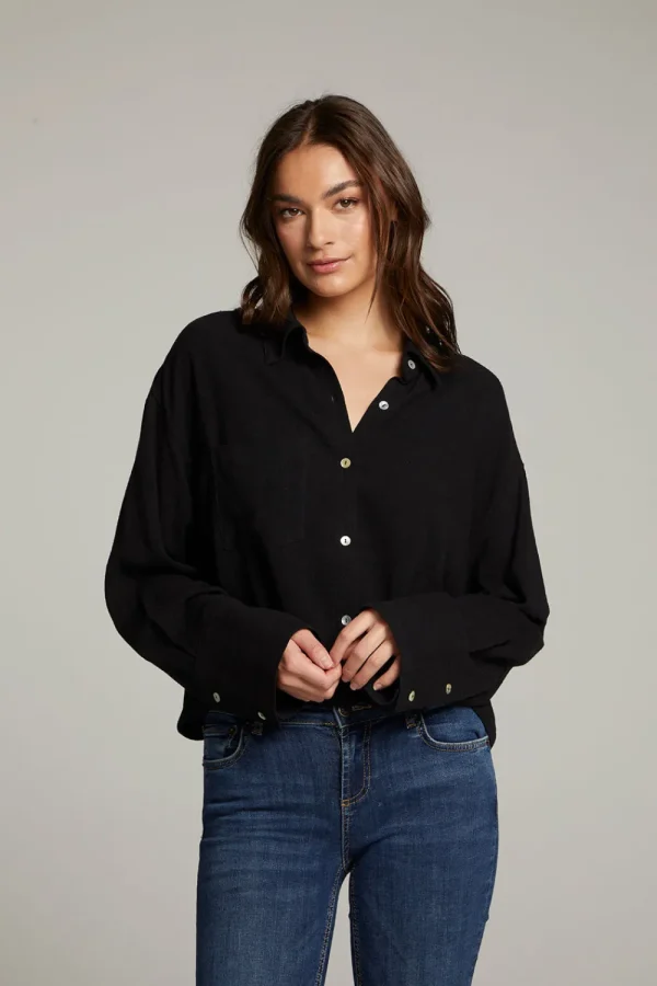 Discount Coral True Black Button Up Top Women Loungewear | Tops
