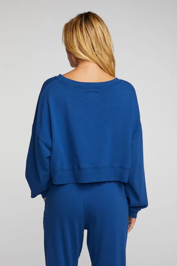 Discount Cotton Fleece Crewneck Pullover With Rib Women Tops