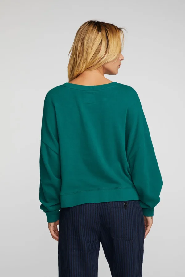 Shop Cotton Fleece Crewneck Pullover With Rib Women Tops