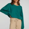 Cheap Cotton Fleece Cropped Crewneck Pullover With Rib Women Tops
