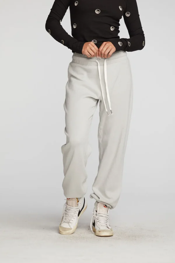 Cheap Cotton Fleece Joggers With Rib And Shoestring Tie Women Bottoms