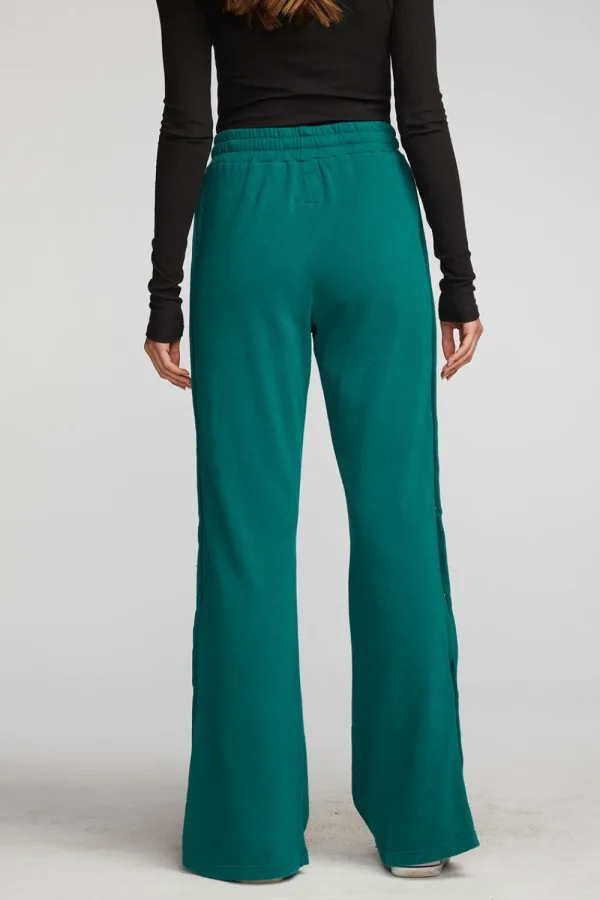 Clearance Cotton Fleece Wide Leg Joggers With Button Sideseam Women Bottoms