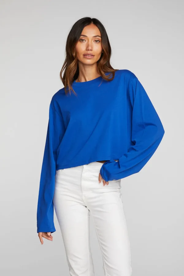 Sale Cotton Jersey Cropped Long Sleeve Tee Women Loungewear | Tops