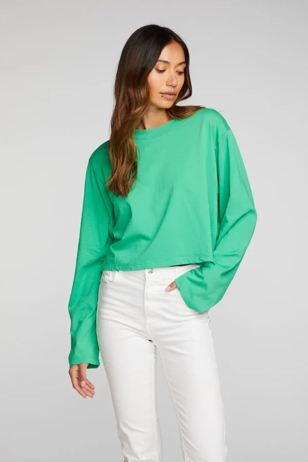 Best Cotton Jersey Cropped Long Sleeve Tee Women Loungewear | Tops