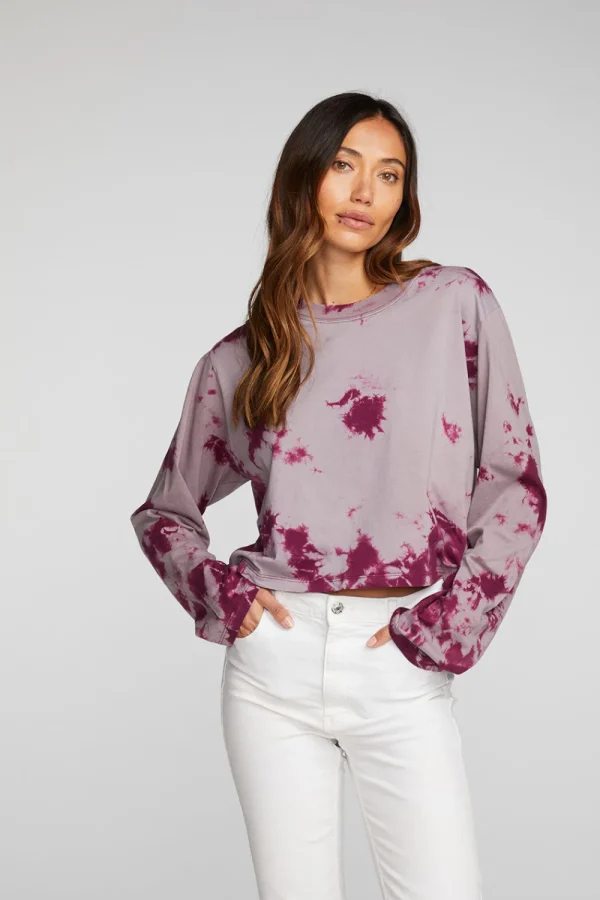 Clearance Cotton Jersey Cropped Long Sleeve Tee Women Loungewear | Tops