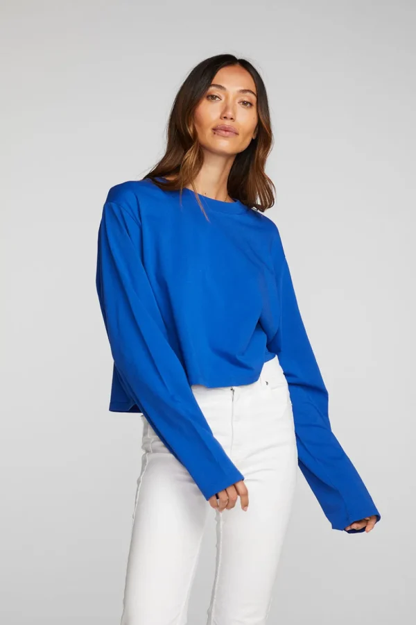 Sale Cotton Jersey Cropped Long Sleeve Tee Women Loungewear | Tops