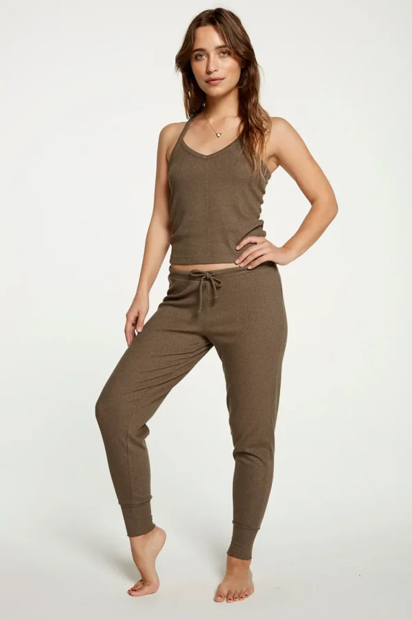 Outlet Cozy Rib Cropped Double V Cami Women Tops