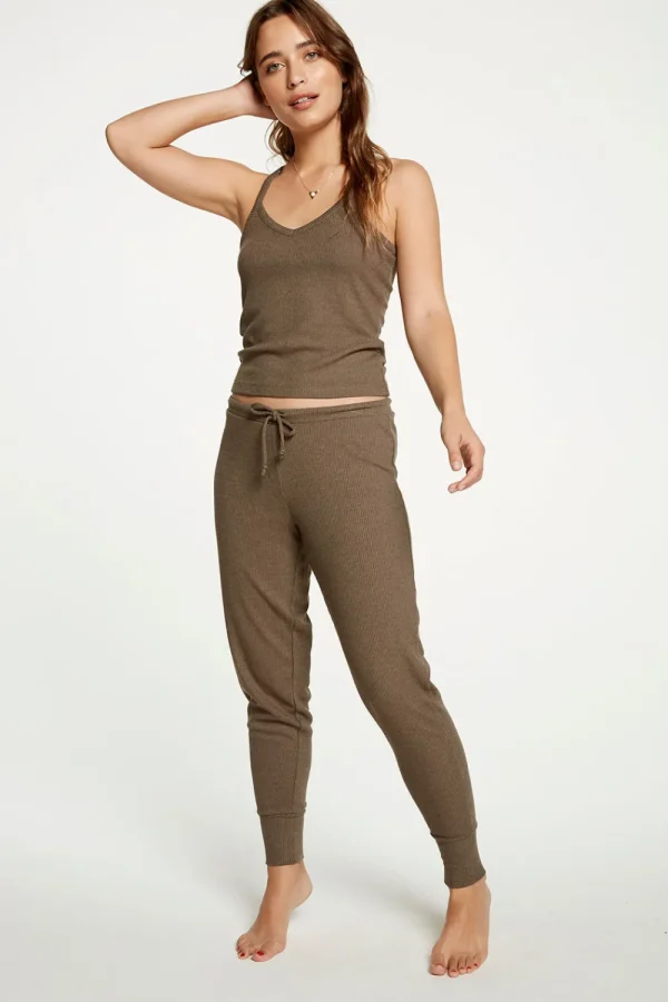 Outlet Cozy Rib Cropped Double V Cami Women Tops