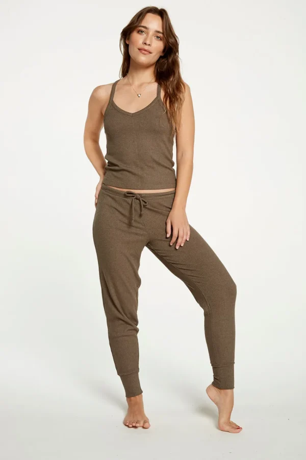 Outlet Cozy Rib Cropped Double V Cami Women Tops