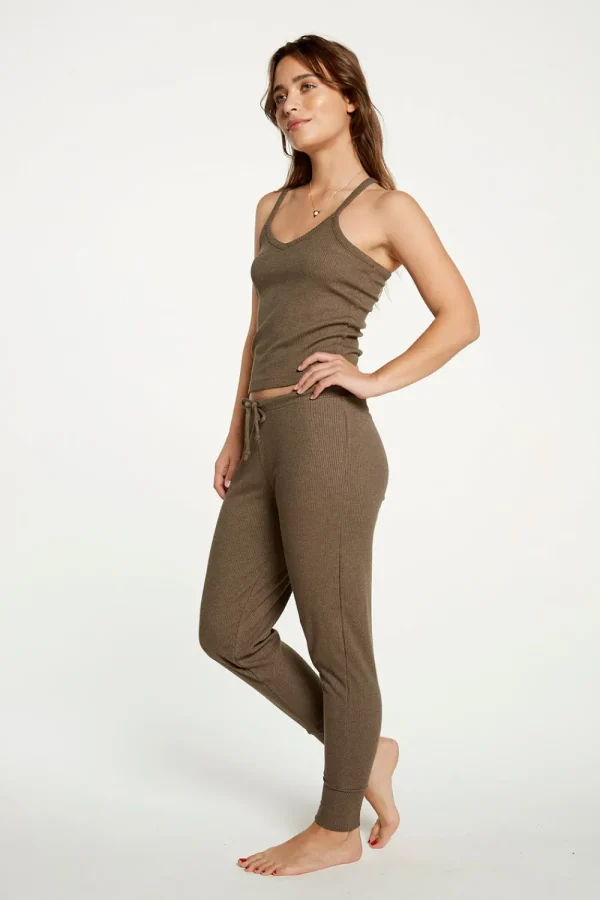 Outlet Cozy Rib Cropped Double V Cami Women Tops