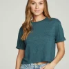 Clearance Cropped Crew Neck Short Sleeve Tee Women Tops