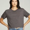 Fashion Cropped Crew Neck Short Sleeve Tee Women Tops