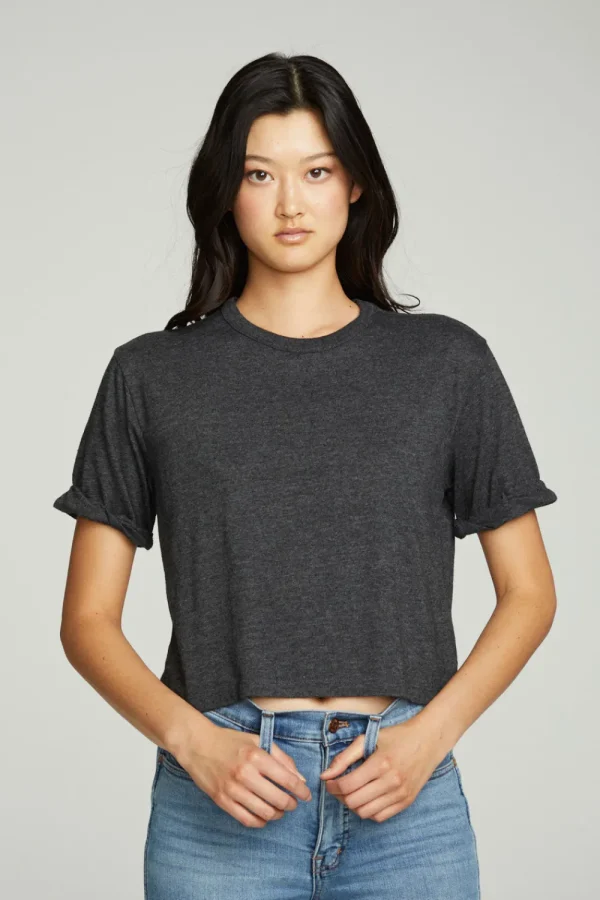 Shop Cropped Crew Neck Short Sleeve Tee Women Tops