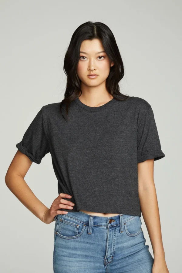 Shop Cropped Crew Neck Short Sleeve Tee Women Tops
