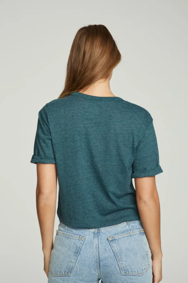 Clearance Cropped Crew Neck Short Sleeve Tee Women Tops