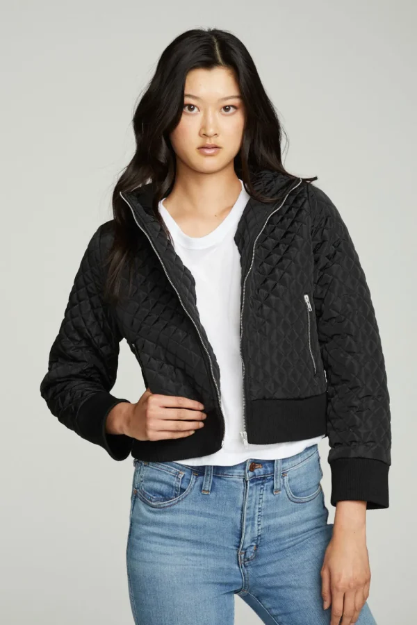 Clearance Cropped Hooded Jacket With Rib Women Outerwear | Tops