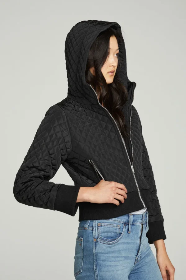 Clearance Cropped Hooded Jacket With Rib Women Outerwear | Tops