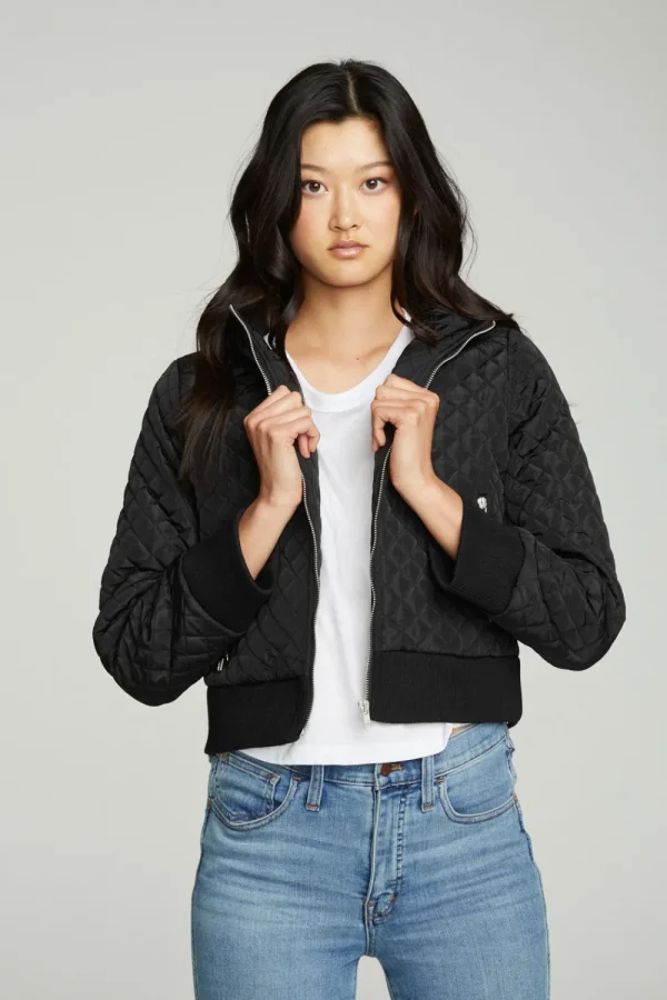 Clearance Cropped Hooded Jacket With Rib Women Outerwear | Tops