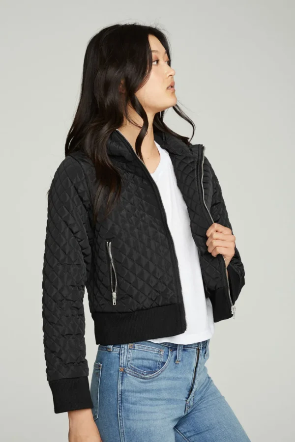 Clearance Cropped Hooded Jacket With Rib Women Outerwear | Tops