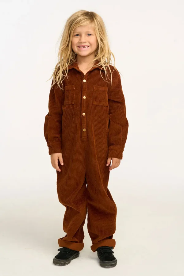 Best David Walnut Brown Corduroy Jumpsuit Kids/BOY Boys