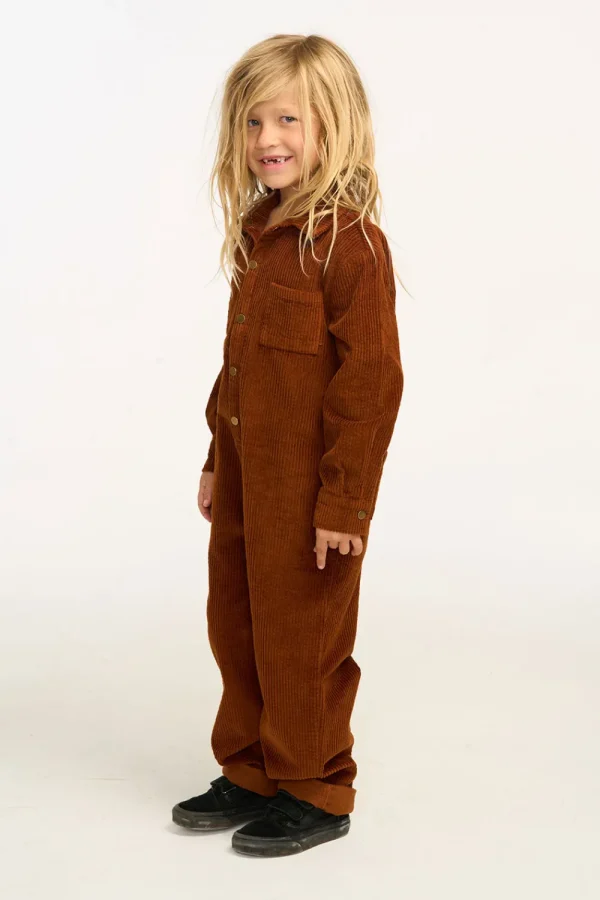 Best David Walnut Brown Corduroy Jumpsuit Kids/BOY Boys
