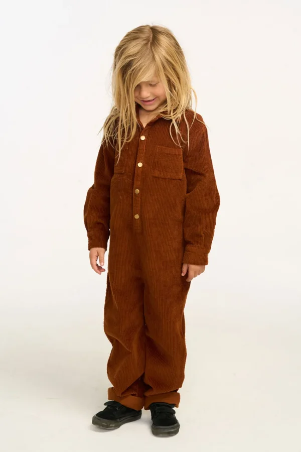 Best David Walnut Brown Corduroy Jumpsuit Kids/BOY Boys