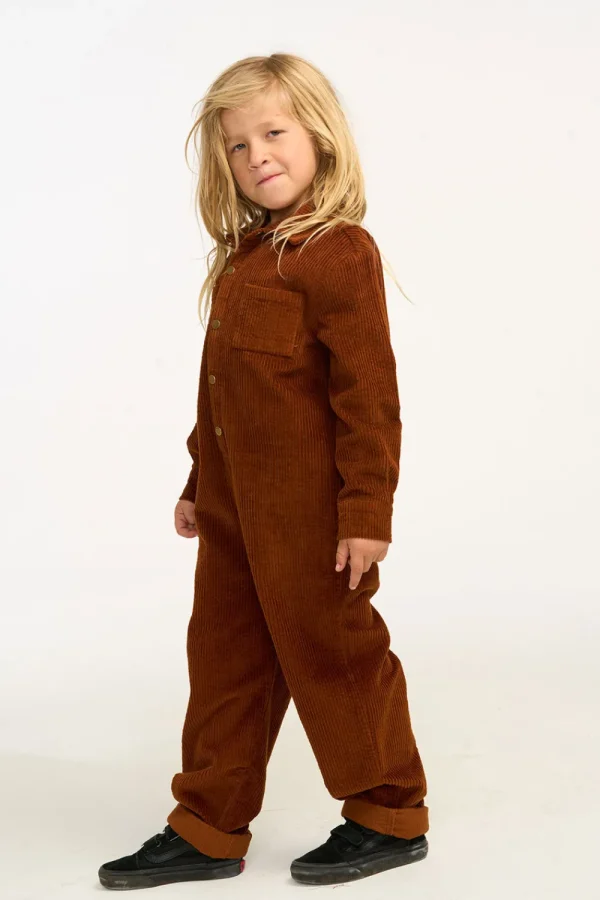 Best David Walnut Brown Corduroy Jumpsuit Kids/BOY Boys