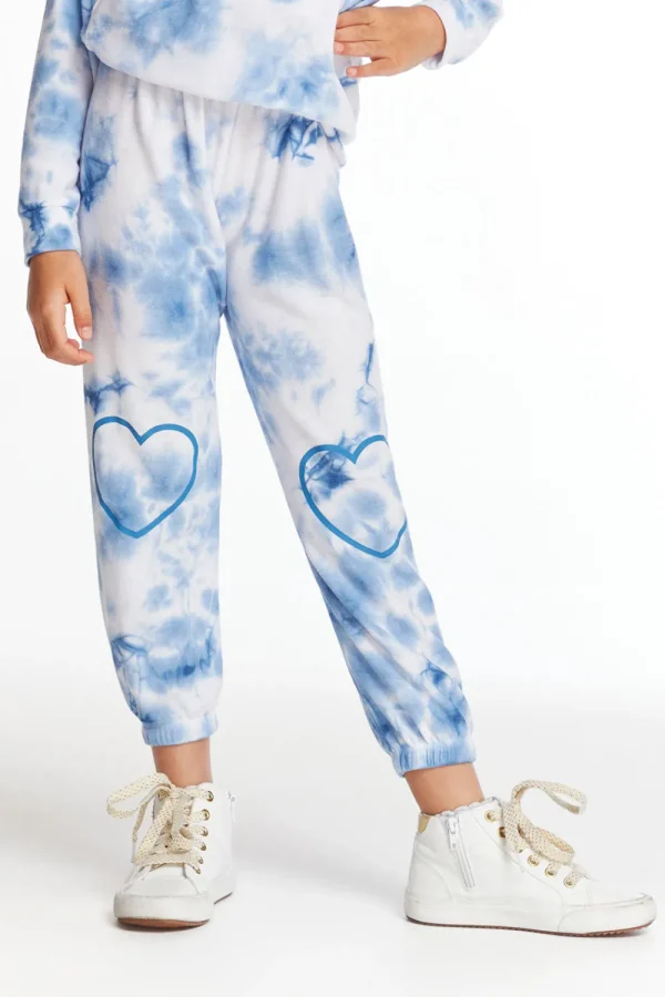 Fashion Denim Tie Dye Heart Cozy Knit Sweatpant Kids Girls