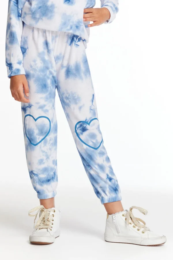 Fashion Denim Tie Dye Heart Cozy Knit Sweatpant Kids Girls