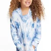 Flash Sale Denim Tie Dye Heart Girls Cozy Knit Hoodie Kids Girls